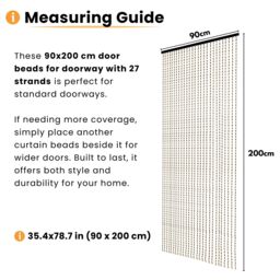 Novecrafto Wooden Beaded Door Curtain with Hooks - Handmade Hanging Curtain Beads for Doorways, Room Partition in Black - thumbnail 4