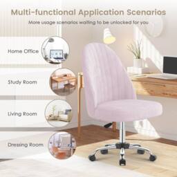 FLAVORA Pink-Makeup Vanity Chair Adjustable Desk Chair For Bedroom in Pink - Size: 0.6m2 - thumbnail 5
