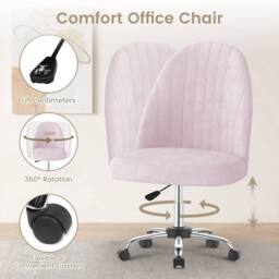 FLAVORA Pink-Makeup Vanity Chair Adjustable Desk Chair For Bedroom in Pink - Size: 0.6m2 - thumbnail 6