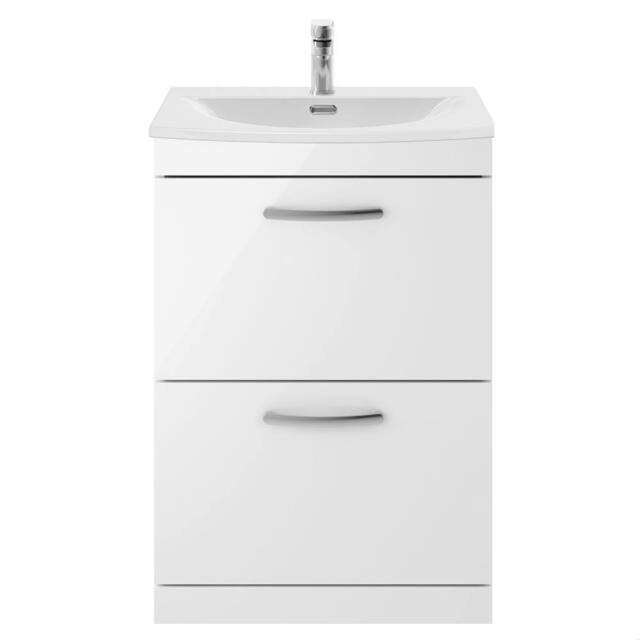 Balterley Millwich Contemporary 2 Drawer Vanity Basin Unit, Gloss White, 600mm in White - image 1