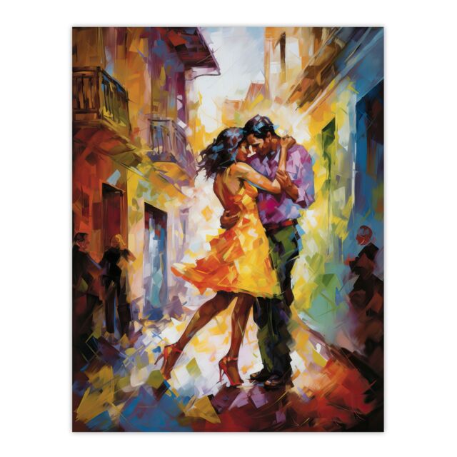 "Artery8 Wall Art Print Salsa Latin Street Dance Colourful Dancing Painting Rhythm Body Energy Theatre Arts Artwork Poster - Size: W18"" x H24""" - image 1