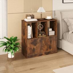 Costway 3-Cube Bookcase 3-Tier Bookshelf w/Cabinet Modern Storage Organizer in Brown - thumbnail 6