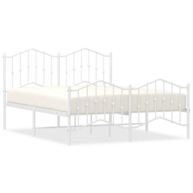 Berkfield Home Metal Bed Frame with Headboard & Footboard White 135x190 cm Double - image 1