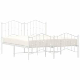 Berkfield Home Metal Bed Frame with Headboard & Footboard White 135x190 cm Double - thumbnail 4