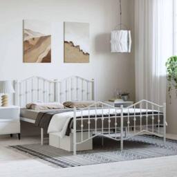 Berkfield Home Metal Bed Frame with Headboard & Footboard White 135x190 cm Double - thumbnail 2