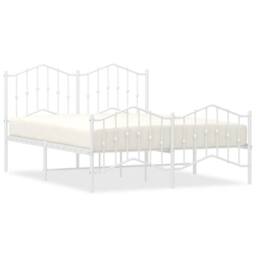 Berkfield Home Metal Bed Frame with Headboard & Footboard White 135x190 cm Double