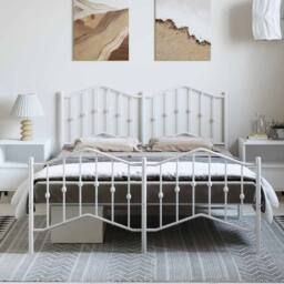 Berkfield Home Metal Bed Frame with Headboard & Footboard White 135x190 cm Double - thumbnail 3