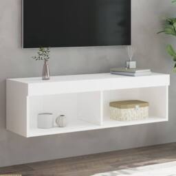 Berkfield Home TV Cabinet with LED Lights White 100x30x30 cm - Size: 100 x 30 x 30 cm - thumbnail 2