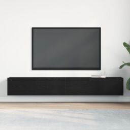 Berkfield Home TV Cabinets 2 pcs Black Oak 100x30x30 cm Engineered Wood - Size: 100 x 30 x 30 cm - thumbnail 4