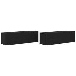 Berkfield Home TV Cabinets 2 pcs Black Oak 100x30x30 cm Engineered Wood - Size: 100 x 30 x 30 cm - thumbnail 2