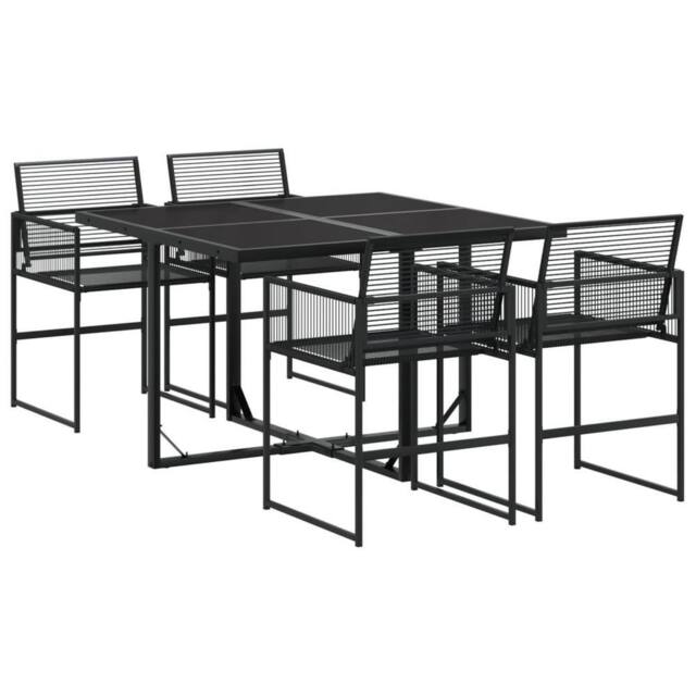 Berkfield Home 5 Piece Garden Dining Set Black Poly Rattan - image 1