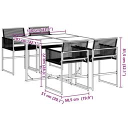 Berkfield Home 5 Piece Garden Dining Set Black Poly Rattan - thumbnail 9