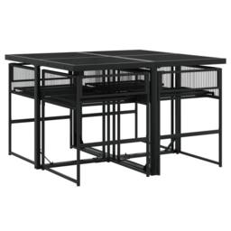 Berkfield Home 5 Piece Garden Dining Set Black Poly Rattan - thumbnail 7