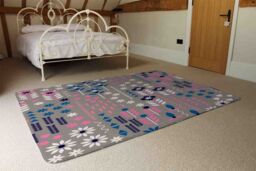Benjamin Tate Design Selection Of Flowers In Pink Blue & White Rug in Natural - Size: Large - thumbnail 3