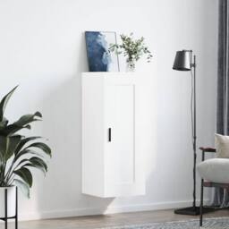 Berkfield Home Wall Mounted Cabinet White 34.5x34x90 cm Engineered Wood - thumbnail 1