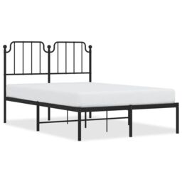 Berkfield Home Metal Bed Frame with Headboard Black 120x190 cm Small Double - thumbnail 2
