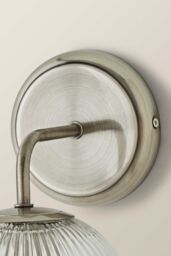 ValueLights Kempton Ribbed Glass Globe Shade Single Arm Wall Light with Bulb in Silver - thumbnail 5