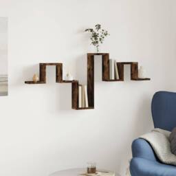 Berkfield Home Wall Shelf Smoked Oak 104.5x10x43 cm Engineered Wood in Brown - thumbnail 1
