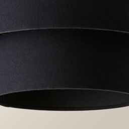ValueLights Jodie Linen Two Tier Easy Fit Drum Ceiling Light Lamp Shade with Bulb in Black - thumbnail 5