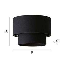 ValueLights Jodie Linen Two Tier Easy Fit Drum Ceiling Light Lamp Shade with Bulb in Black - thumbnail 7