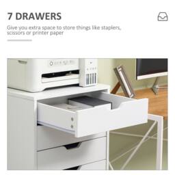 KORVIXA White Vertical Filing Cabinet with 7 Drawers - Size: 0.6m2 - thumbnail 4