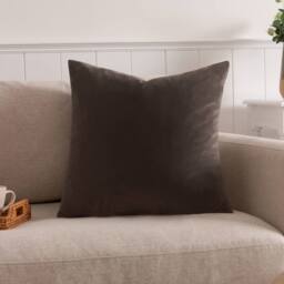 Paoletti Sunningdale Plain Velvet Cushion in Black - Size: 50 cm x 50 cm
