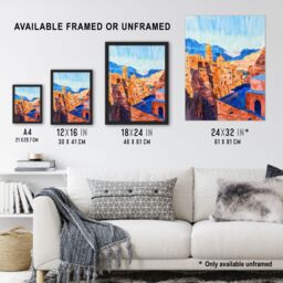 "Artery8 Old City of Jerusalem Watercolour Cityscape Wall Art Print in Blue - Size: W12"" x H16""" - thumbnail 3