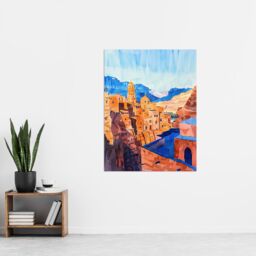 "Artery8 Old City of Jerusalem Watercolour Cityscape Wall Art Print in Blue - Size: W12"" x H16""" - thumbnail 4