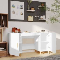 Berkfield Home Desk White 140x50x75 cm Engineered Wood - Size: 140 x 50 x 75 cm - thumbnail 3