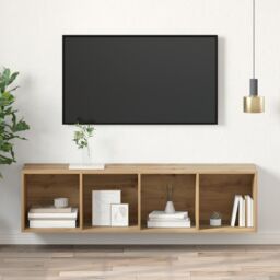 Berkfield Home TV Cabinet Artisan oak 37 x 37 x 142.5 cm Engineered wood in Brown - thumbnail 4