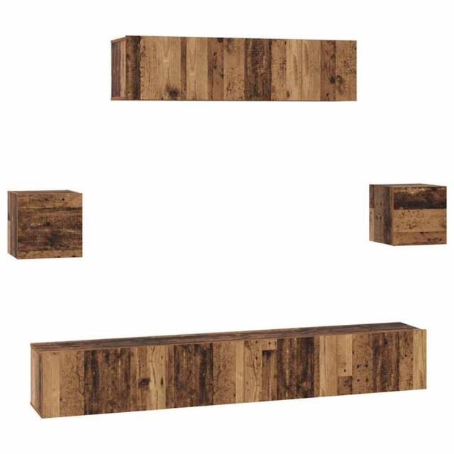 Berkfield Home TV Cabinet Set 7 pcs Old wood 80 x 30 x 30 cm Engineered wood in Brown - image 1
