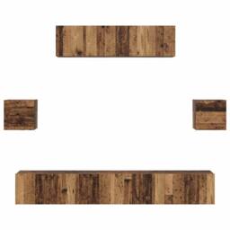 Berkfield Home TV Cabinet Set 7 pcs Old wood 80 x 30 x 30 cm Engineered wood in Brown - thumbnail 8