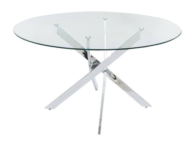 Vente-unique 4-Seater Round Dining Table - Tempered Glass & Chromed Metal in Clear - image 1