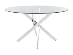 Vente-unique 4-Seater Round Dining Table - Tempered Glass & Chromed Metal in Clear - thumbnail 5