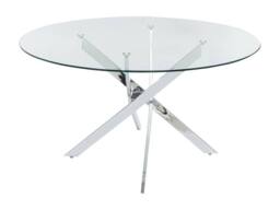 Vente-unique 4-Seater Round Dining Table - Tempered Glass & Chromed Metal in Clear - thumbnail 1