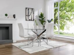 Vente-unique 4-Seater Round Dining Table - Tempered Glass & Chromed Metal in Clear - thumbnail 8