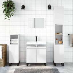 Berkfield Home Bathroom Cabinet High Gloss White 58x33x60 cm Engineered Wood - Size: 58 x 33 x 60 cm - thumbnail 2
