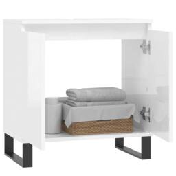 Berkfield Home Bathroom Cabinet High Gloss White 58x33x60 cm Engineered Wood - Size: 58 x 33 x 60 cm - thumbnail 3