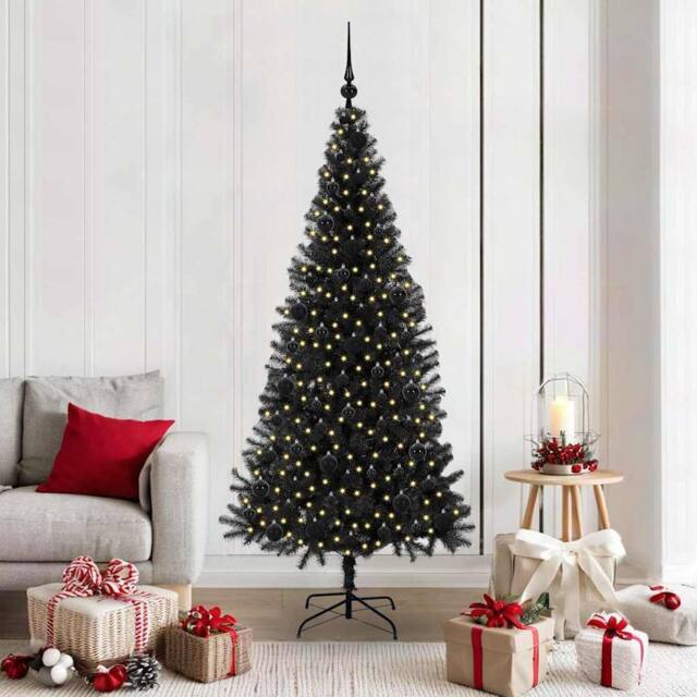 Berkfield Home Christmas Tree with 300 LEDs with Stand Black 180 cm PVC - image 1