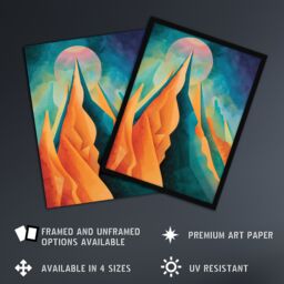 "Artery8 Sci-Fi Mountain Summit by Moon Painting Galaxy Framed Art Print in Blue - Size: W12"" x H16""" - thumbnail 2