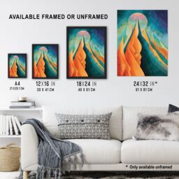 "Artery8 Sci-Fi Mountain Summit by Moon Painting Galaxy Framed Art Print in Blue - Size: W12"" x H16""" - thumbnail 3