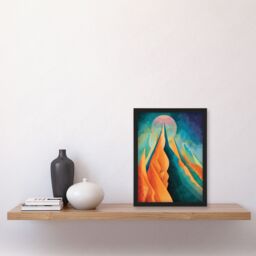 "Artery8 Sci-Fi Mountain Summit by Moon Painting Galaxy Framed Art Print in Blue - Size: W12"" x H16""" - thumbnail 4