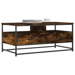 Berkfield Home Coffee Table Smoked Oak 100x51x45 cm Engineered Wood in Brown - Size: 100 x 51 x 45 cm - thumbnail 3