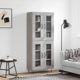 Berkfield Home Highboard Grey Sonoma 69.5x34x180 cm Engineered Wood - thumbnail 2