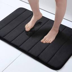 Kelvenix Black 3 x Memory Foam Bath Mat Extra Soft Non-Slip - thumbnail 1