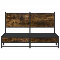 Berkfield Home Metal Bed Frame without Mattress Smoked Oak 140x200 cm in Brown - thumbnail 5