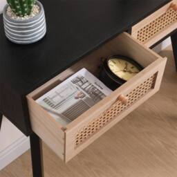 FORGEVIO 2 Drawer Console Table, Table, Makeup Vanity Desk natural & black - thumbnail 3