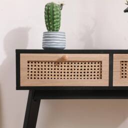 FORGEVIO 2 Drawer Console Table, Table, Makeup Vanity Desk natural & black - thumbnail 4