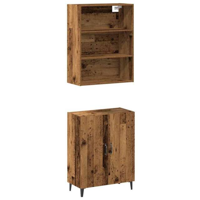 Berkfield Home Sideboard with Wall Cabinet Old Wood Engineered Wood in Brown - image 1