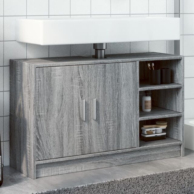 Berkfield Home Sink Cabinet Grey Sonoma 90x29x55 cm Engineered Wood - Size: 90 x 29 x 55 cm - image 1